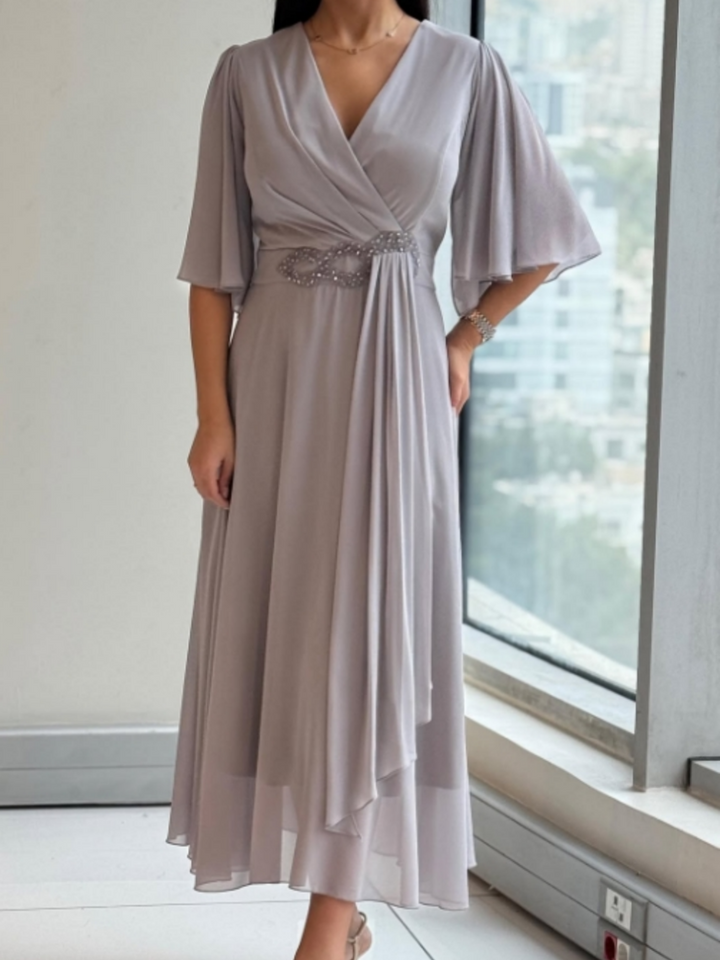 Louise™ | Elegant V-neck maxi dress