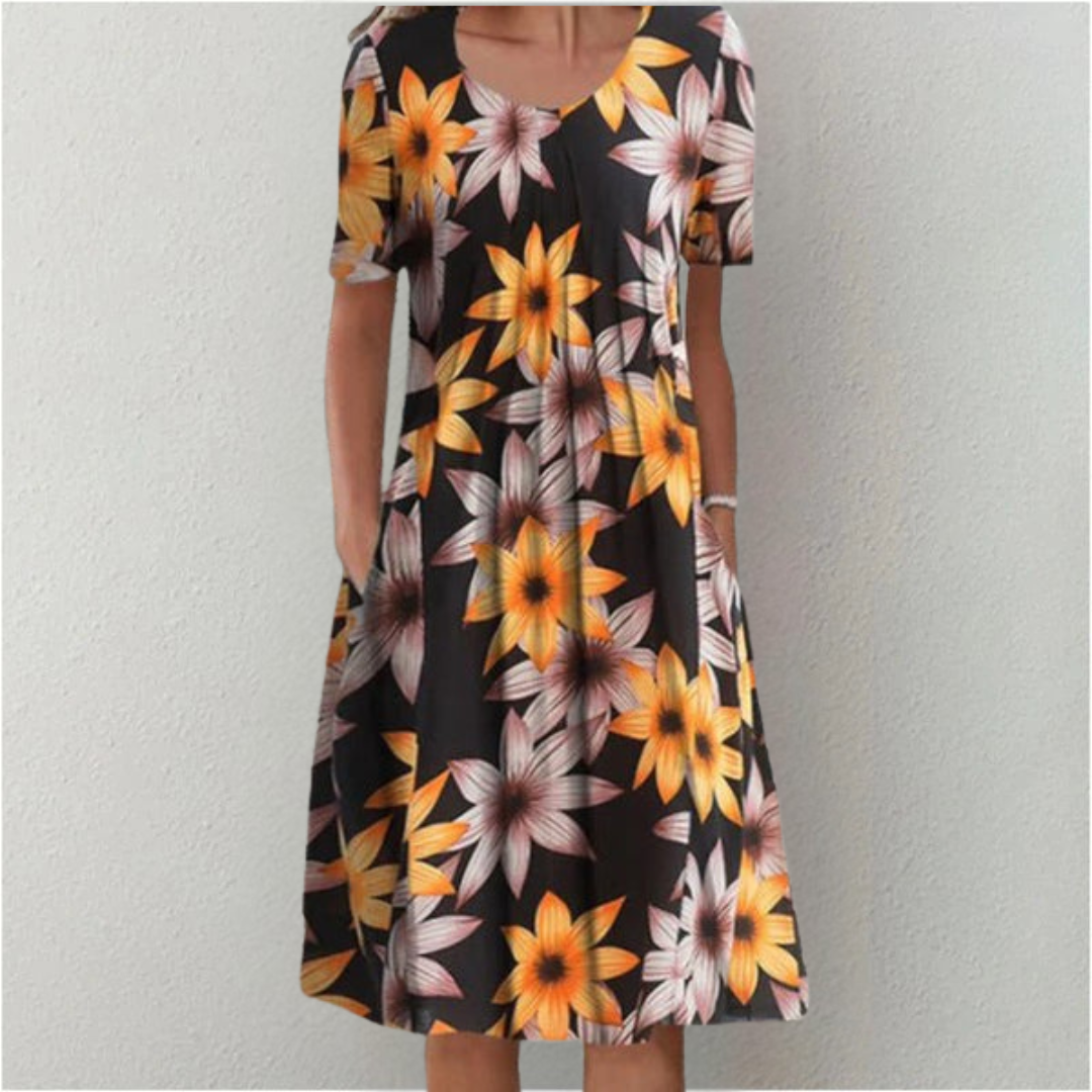 Gwendolyn™ | Stylish and Casual Floral Dress with Pockets