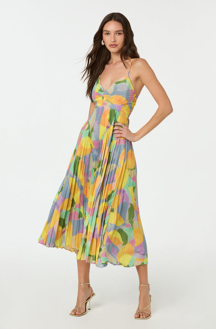 Lisa™ | Pleated Maxi Dress with Floral Print