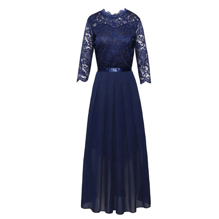 Gail™ | Lace Pleated Quarter Sleeve Formal Evening Dress