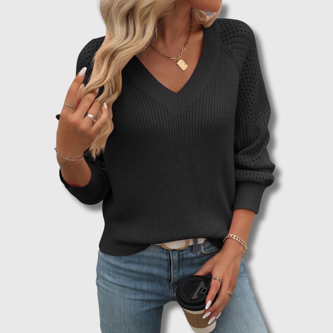 Jade™ | Elegant V-Neck Sweater
