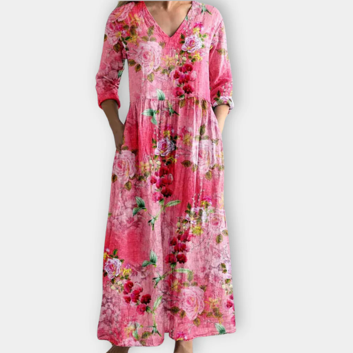 Kathleen™ | Floral V-Neck Maxi Dress