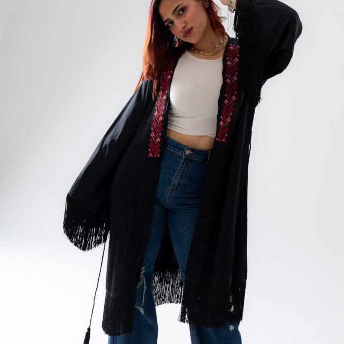 Black Embroidered Palestinian Kimono