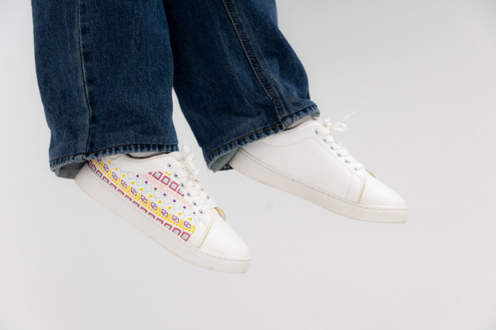 Colorful Patterned White Sneakers