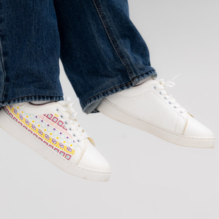 Colorful Patterned White Sneakers